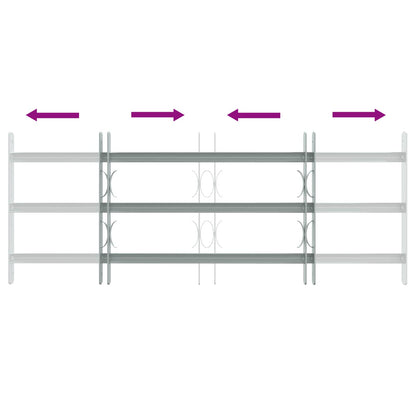 vidaXL Security Grille for Windows with 3 Crossbars 3 pcs 630-1140 mm 6