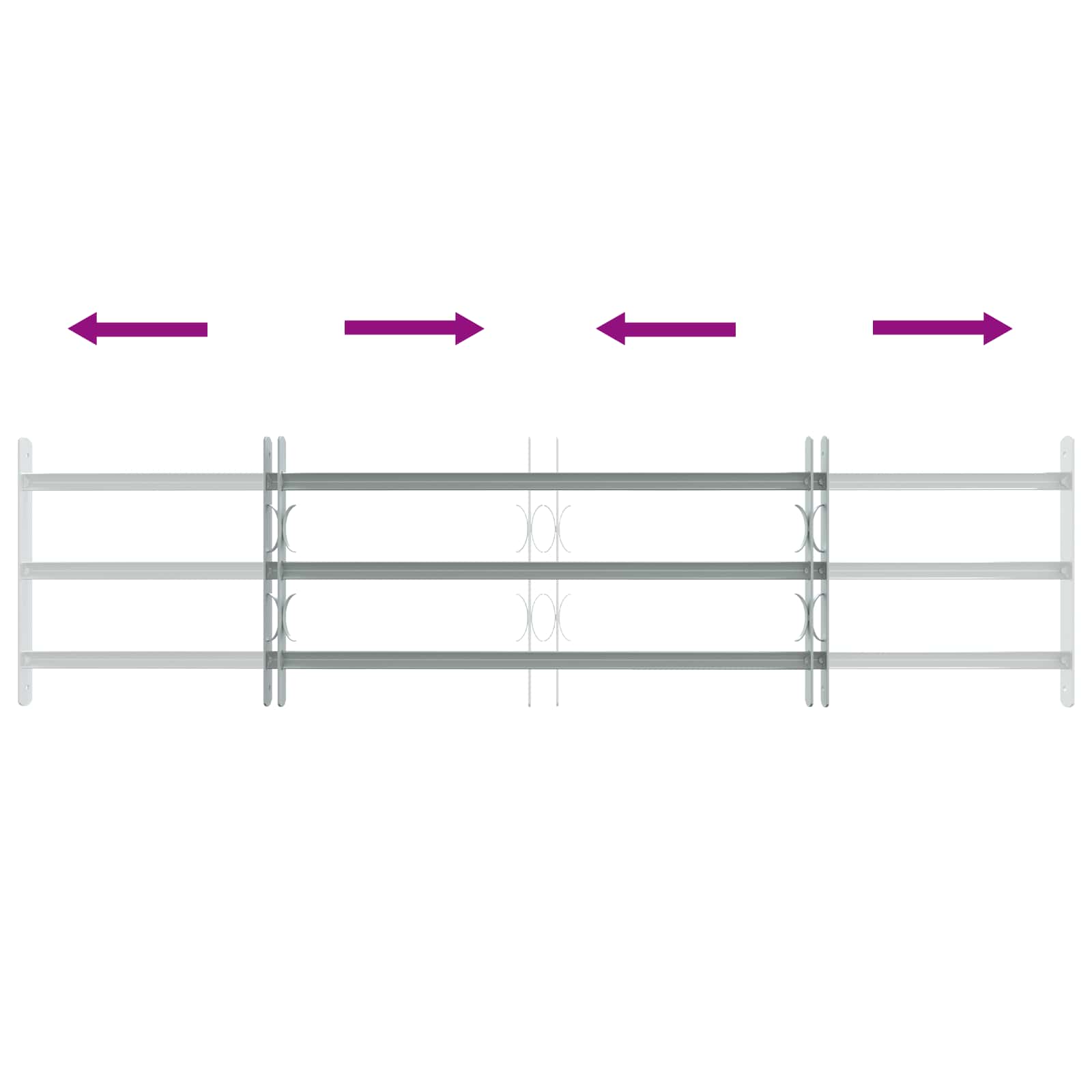 vidaXL Security Grille for Windows with 3 Crossbars 3 pcs 930-1740 mm 6