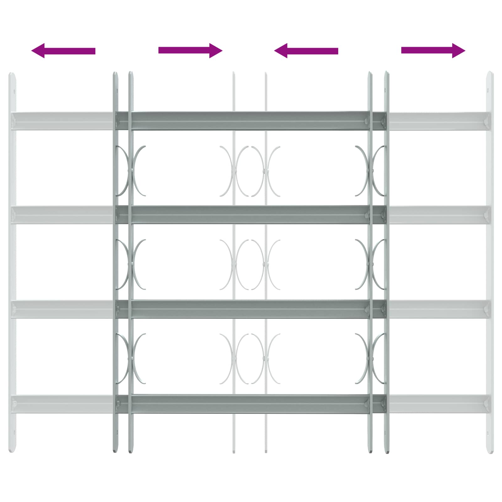 vidaXL Security Grille for Windows with 4 Crossbars 3 pcs 430-740 mm 6