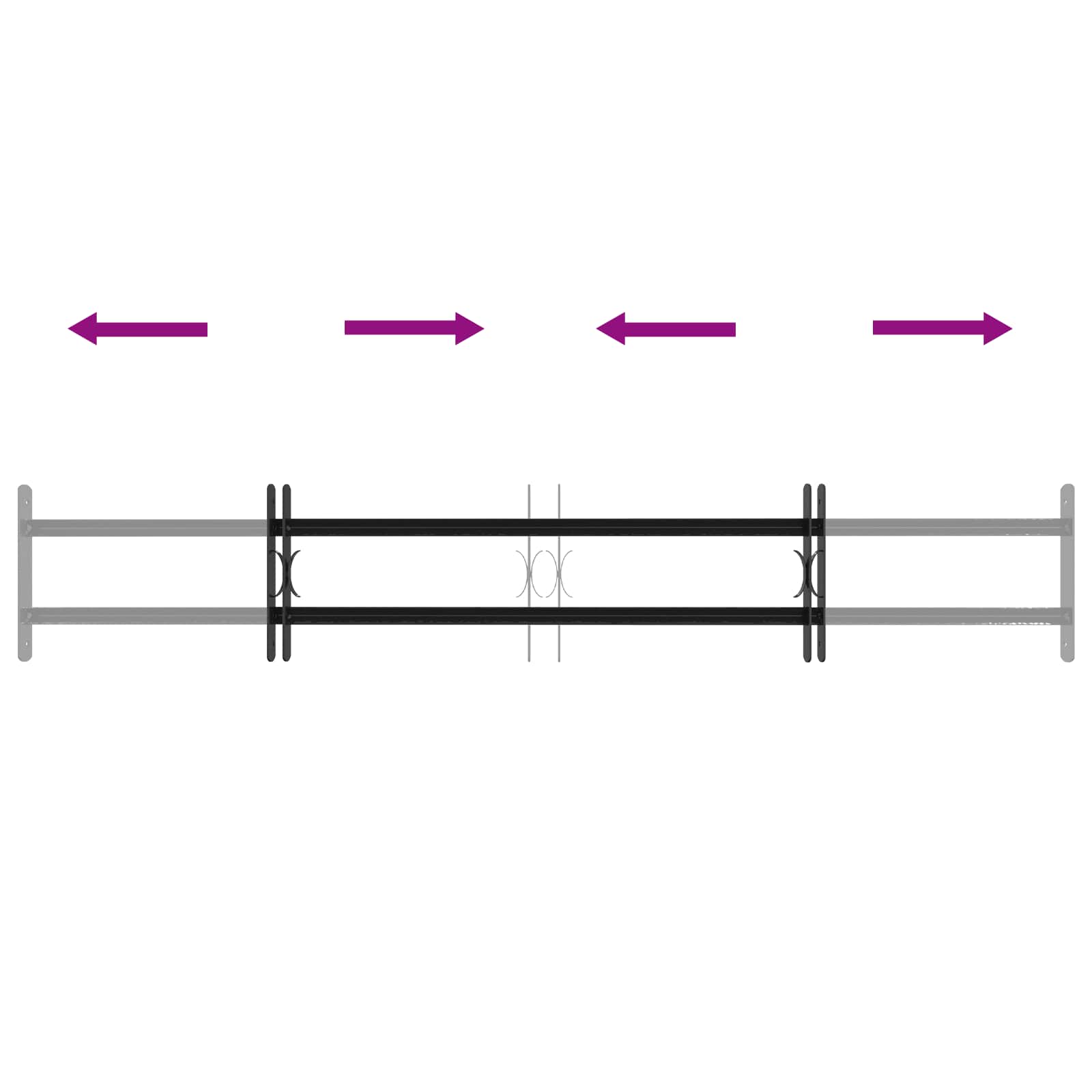 vidaXL Security Grille for Windows with 2 Crossbars 3 pcs 93-174 cm 6