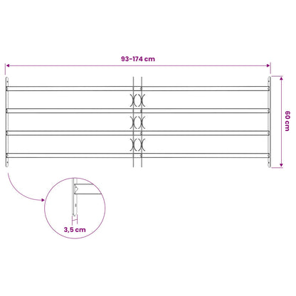 vidaXL Security Grille for Windows with 4 Crossbars 93-174 cm 6