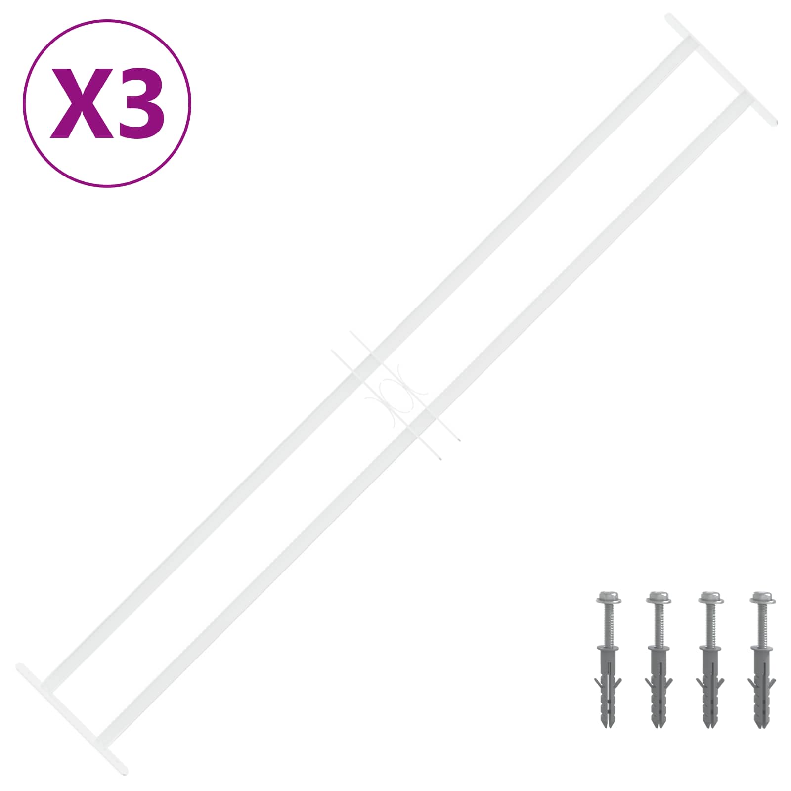 vidaXL Security Grille for Windows with 2 Crossbars 3 pcs 93-174 cm 2