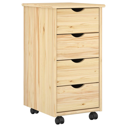 vidaXL Rolling Cabinet 34 x 39 x 65.5 cm Solid Pine Wood Brown 2