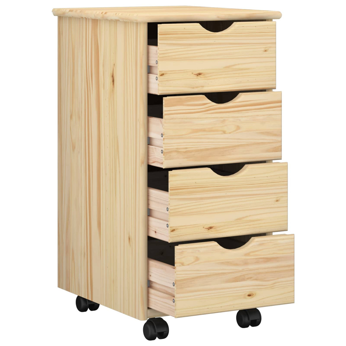 vidaXL Rolling Cabinet 34 x 39 x 65.5 cm Solid Pine Wood Brown 3