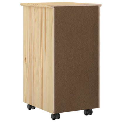 vidaXL Rolling Cabinet 34 x 39 x 65.5 cm Solid Pine Wood Brown 6