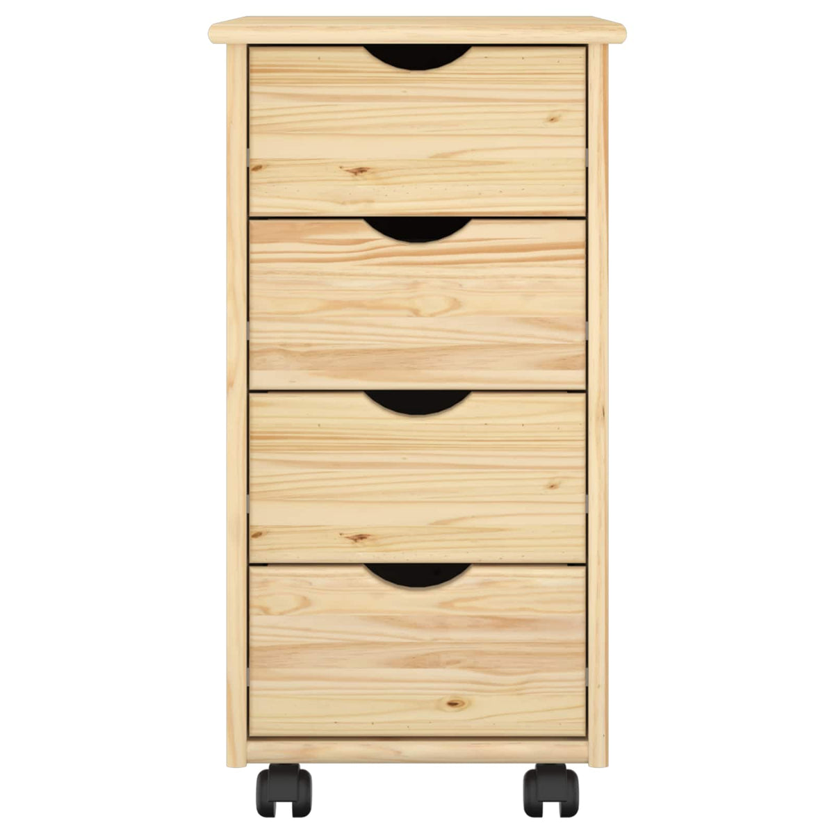 vidaXL Rolling Cabinet 34 x 39 x 65.5 cm Solid Pine Wood Brown 4