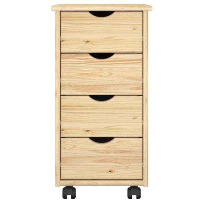 vidaXL Rolling Cabinet 34 x 39 x 65.5 cm Solid Pine Wood Brown 4