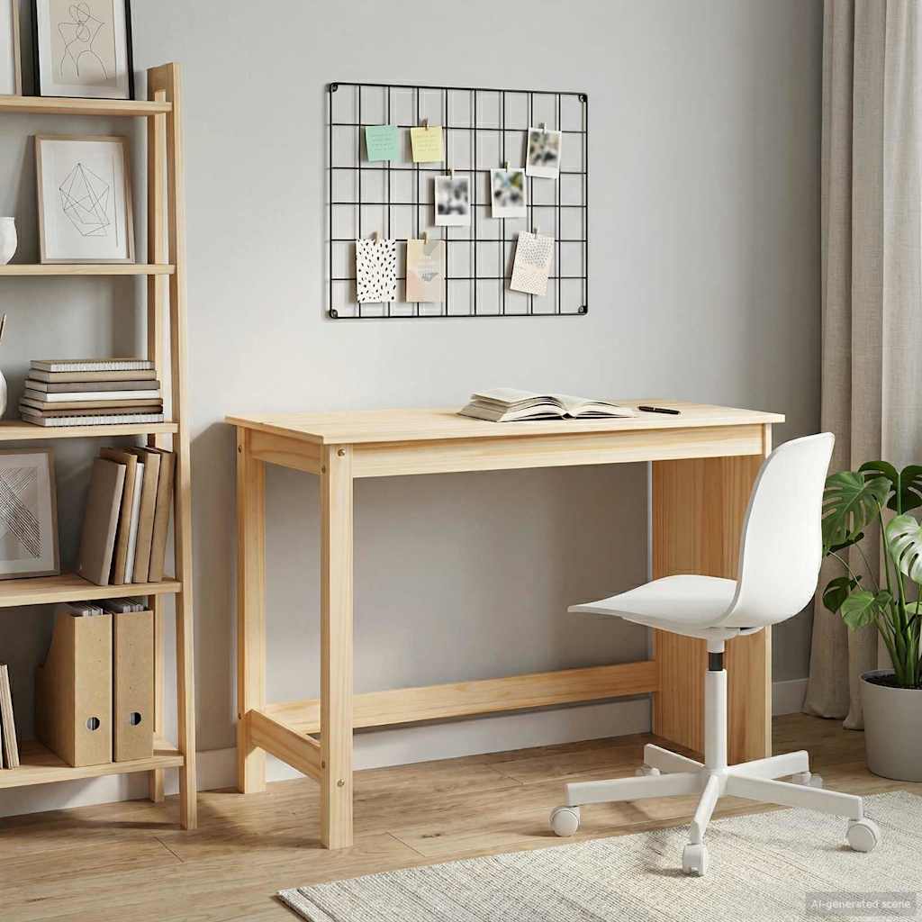 vidaXL Desk Brown 112 x 50 x 75 cm Solid Pine Wood 3