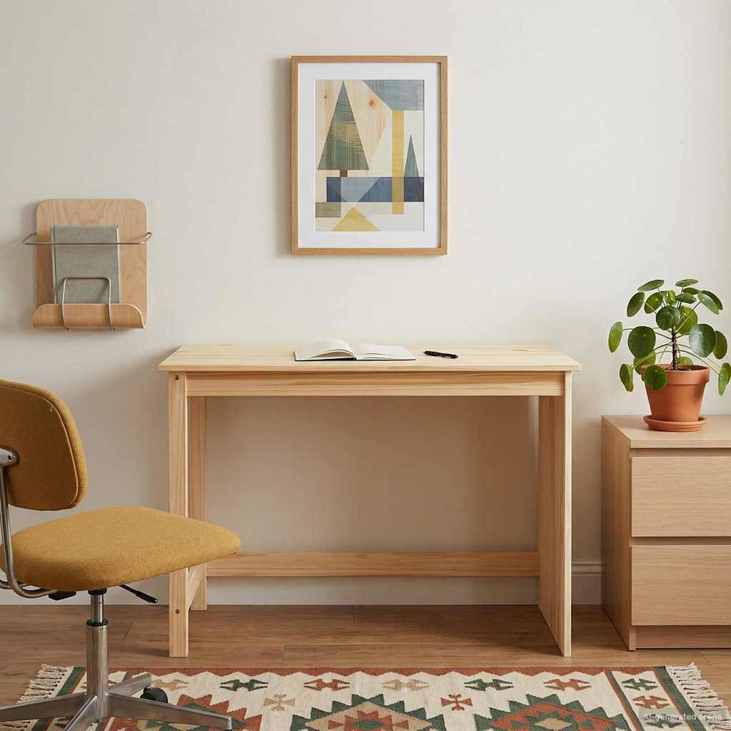 vidaXL Desk Brown 112 x 50 x 75 cm Solid Pine Wood 1