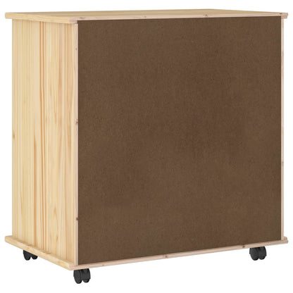 vidaXL Rolling Cabinet 63.5 x 39 x 65.5 cm Solid Pine Wood Brown 6