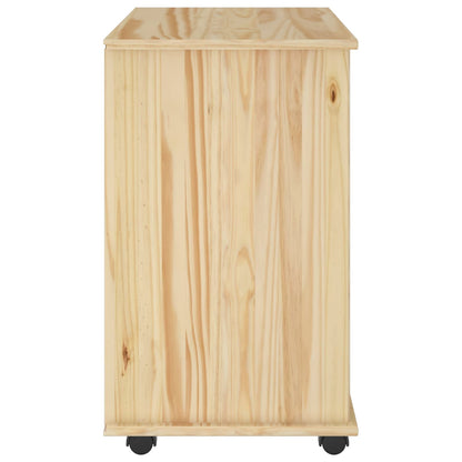 vidaXL Rolling Cabinet 63.5 x 39 x 65.5 cm Solid Pine Wood Brown 5