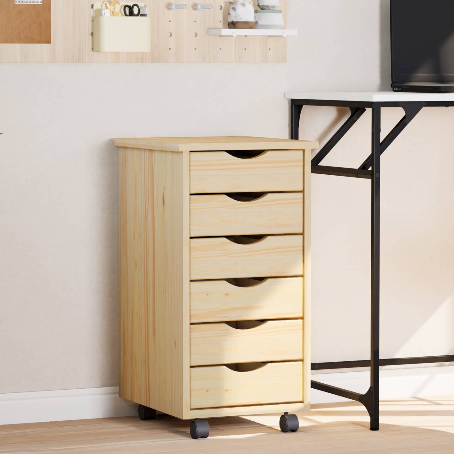 vidaXL Rolling Cabinet with Drawers MOSS 34 x 39 x 65.5 cm 1