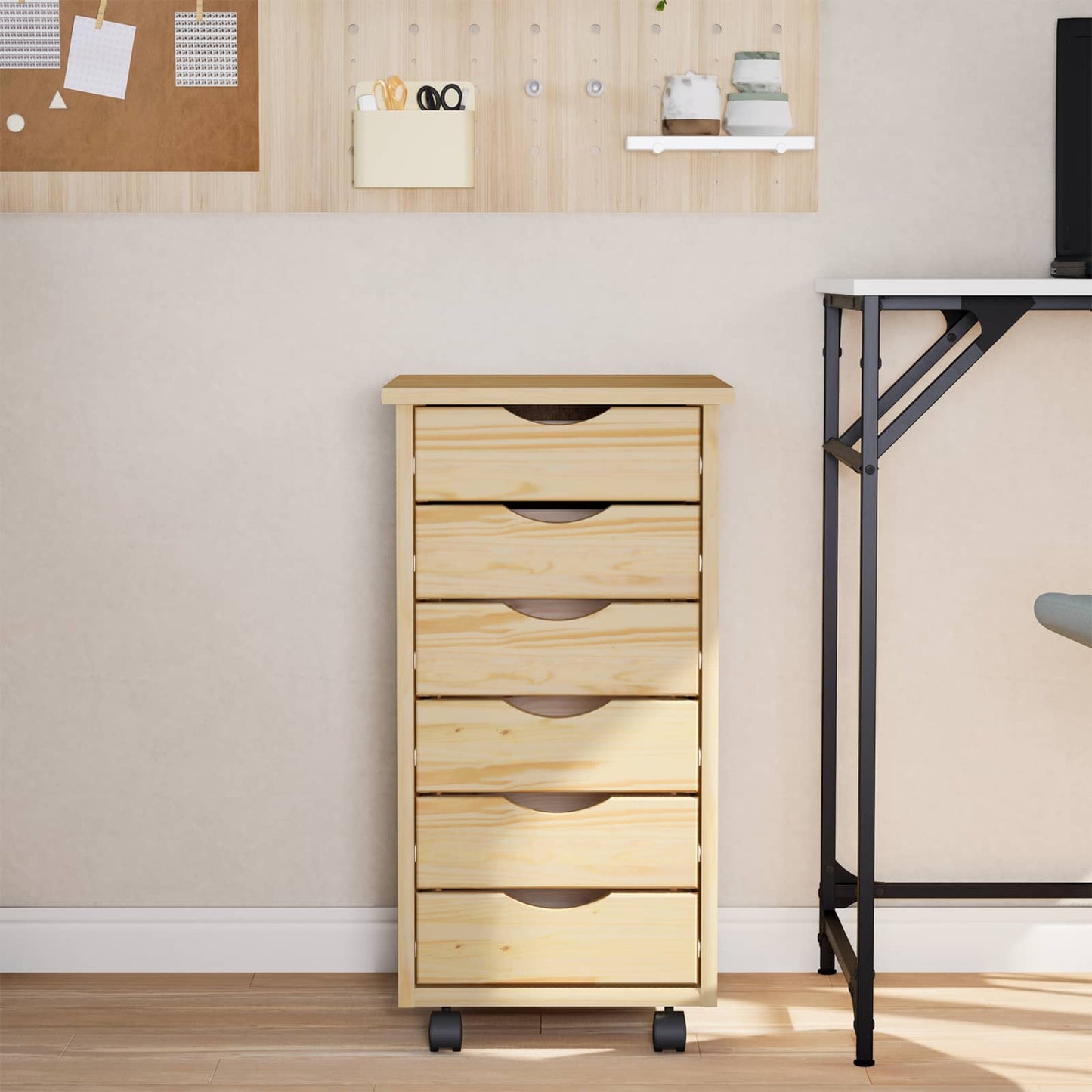 vidaXL Rolling Cabinet with Drawers MOSS 34 x 39 x 65.5 cm 3