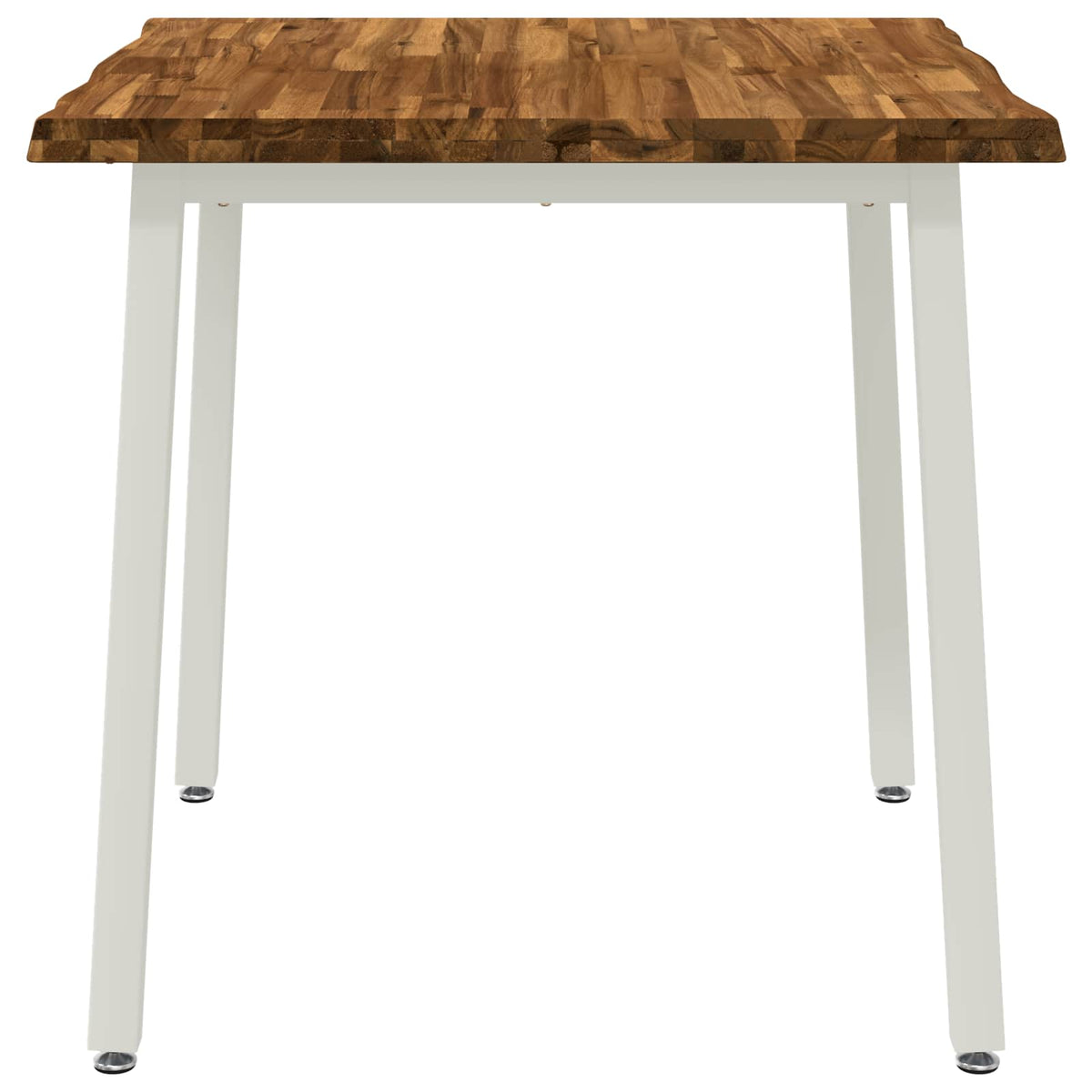 Dining Table 60 x 55 x 75 cm Solid Acacia Wood Live edge Depth 55 cm Width 60 cm Natural and white