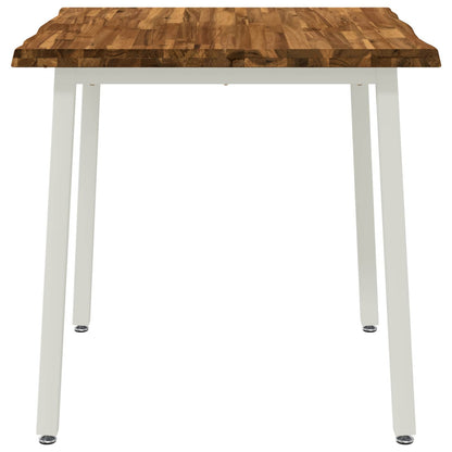 Dining Table 60 x 55 x 75 cm Solid Acacia Wood Live edge Depth 55 cm Width 60 cm Natural and white