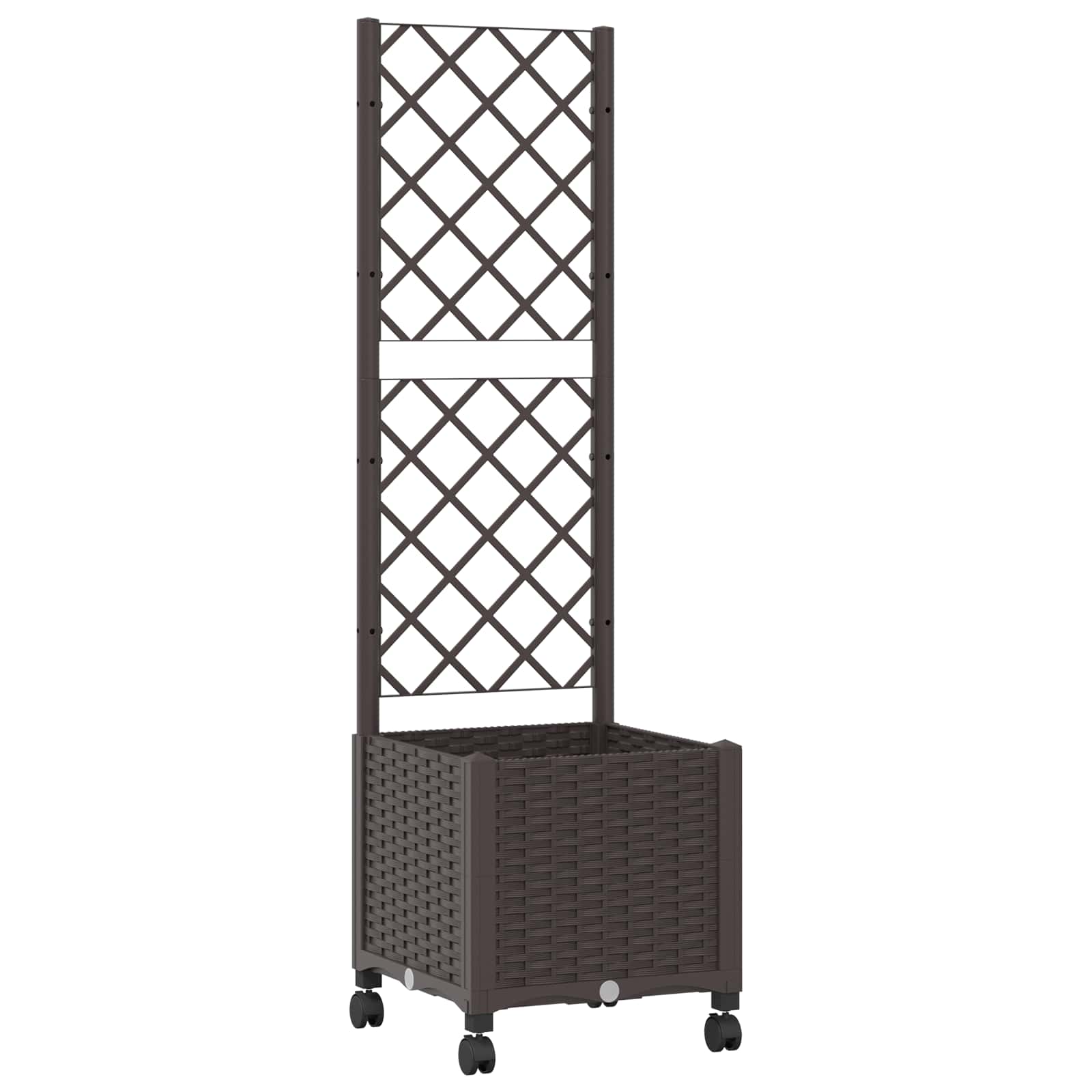 vidaXL Garden Planter with Trellis&Wheels Brown 40 x 40 x 146 cm PP 2