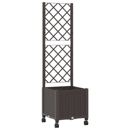 vidaXL Garden Planter with Trellis&Wheels Brown 40 x 40 x 146 cm PP 2