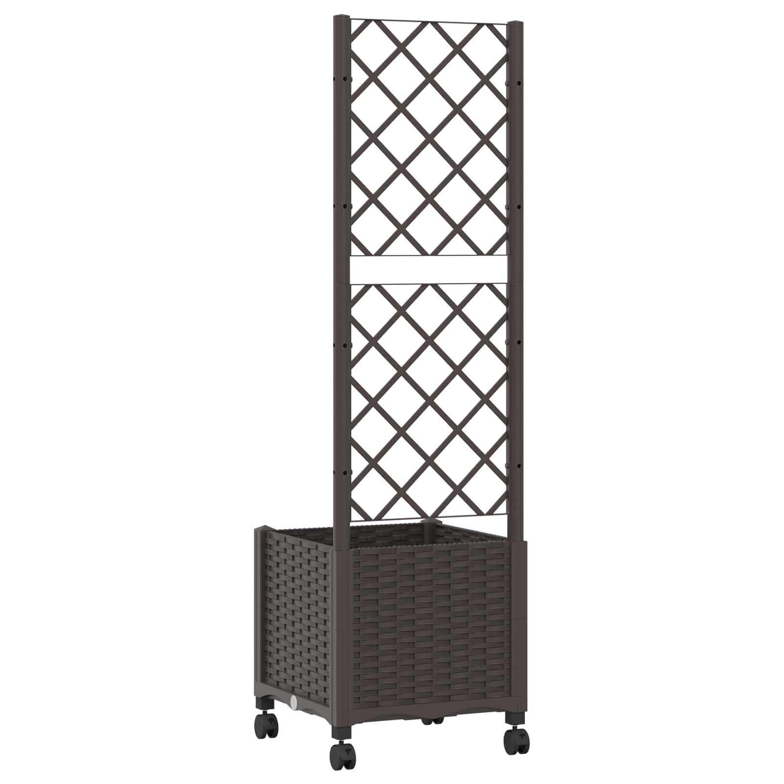 vidaXL Garden Planter with Trellis&Wheels Brown 40 x 40 x 146 cm PP 5
