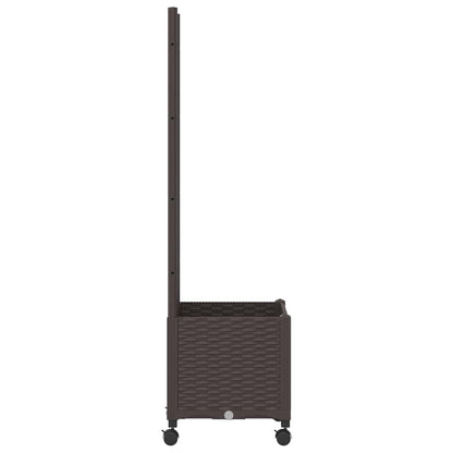 vidaXL Garden Planter with Trellis&Wheels Brown 40 x 40 x 146 cm PP 4