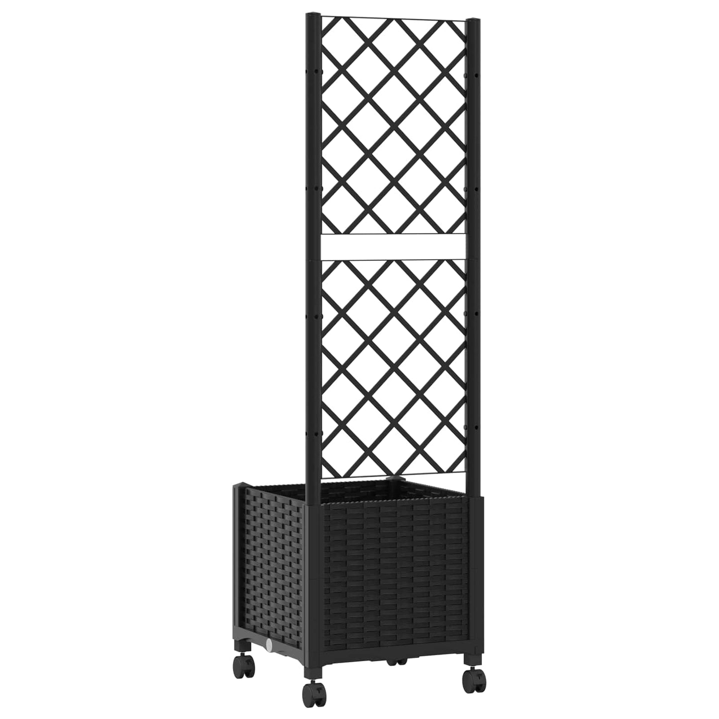 vidaXL Garden Planter with Trellis&Wheels Black 40 x 40 x 146 cm PP 5