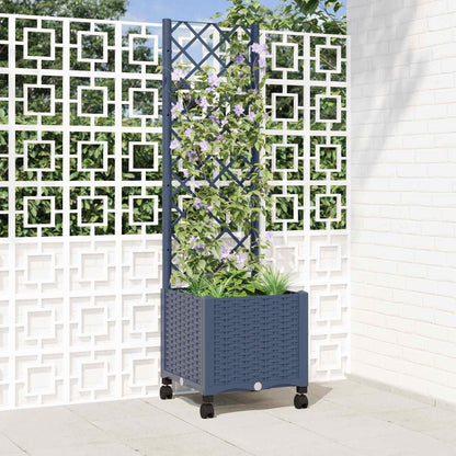 vidaXL Garden Planter with Trellis&Wheels Blue Grey 40 x 40 x 146 cm 1