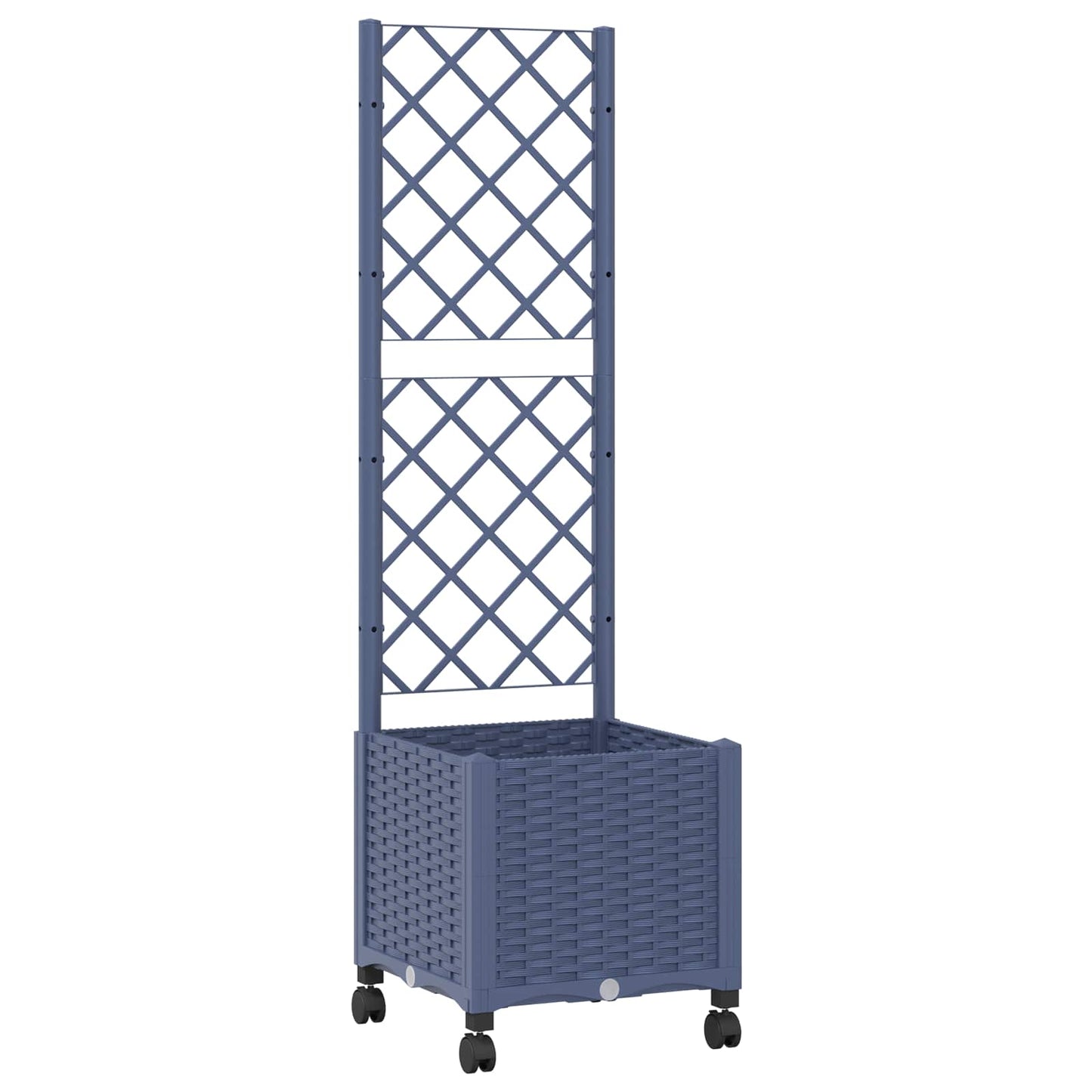 vidaXL Garden Planter with Trellis&Wheels Blue Grey 40 x 40 x 146 cm 2