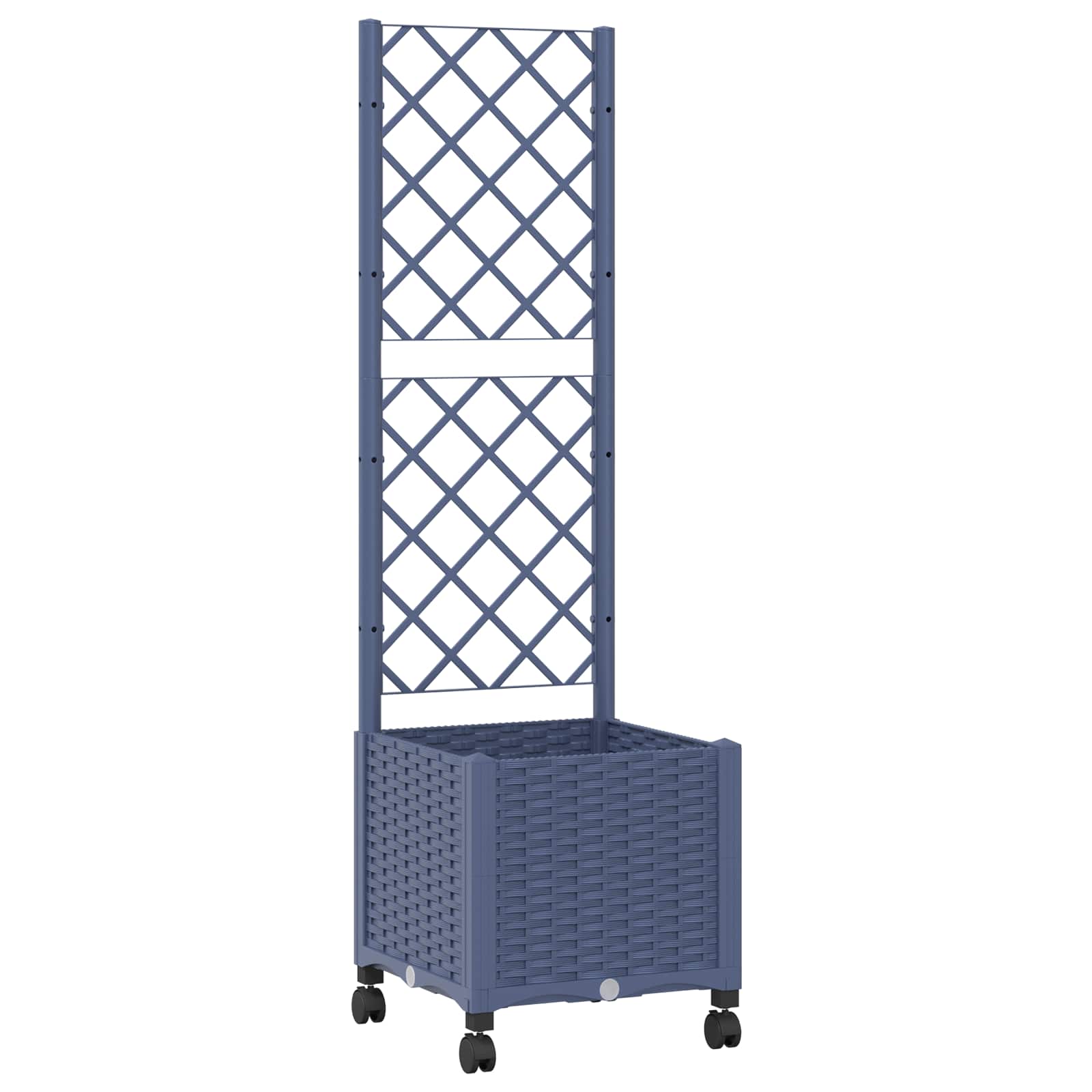 vidaXL Garden Planter with Trellis&Wheels Blue Grey 40 x 40 x 146 cm 2