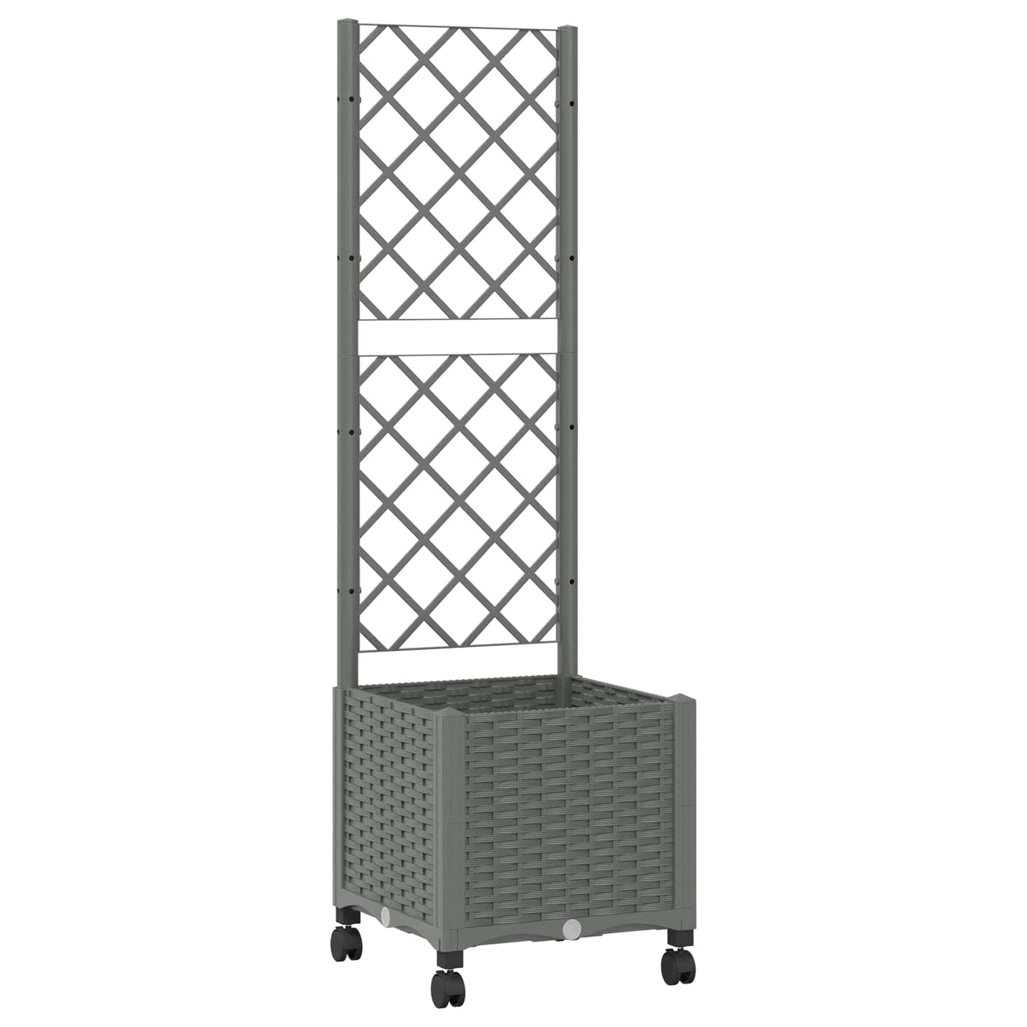 vidaXL Garden Planter with Trellis&Wheels Light Grey 40 x 40 x 146 cm 2