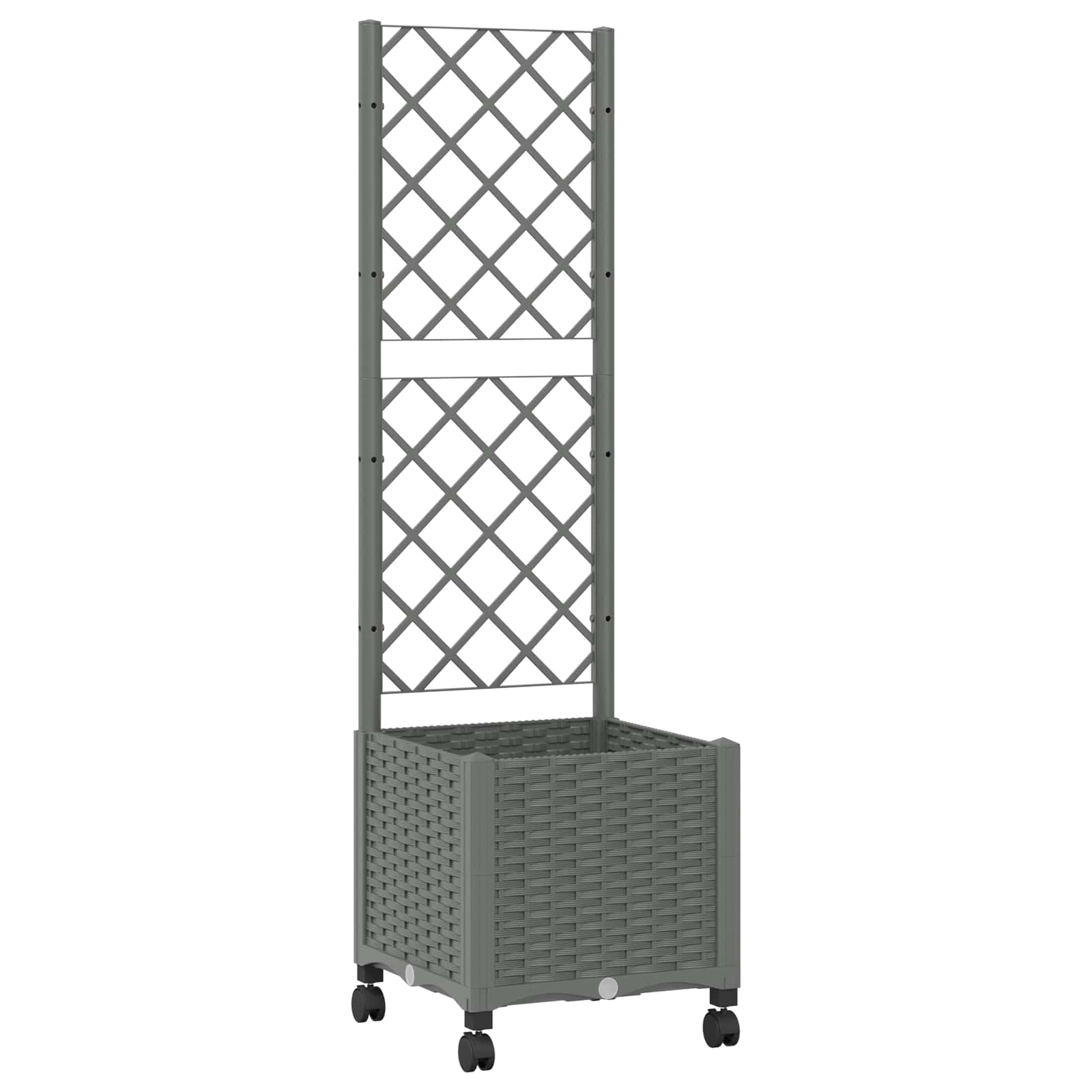 vidaXL Garden Planter with Trellis&Wheels Light Grey 40 x 40 x 146 cm 2