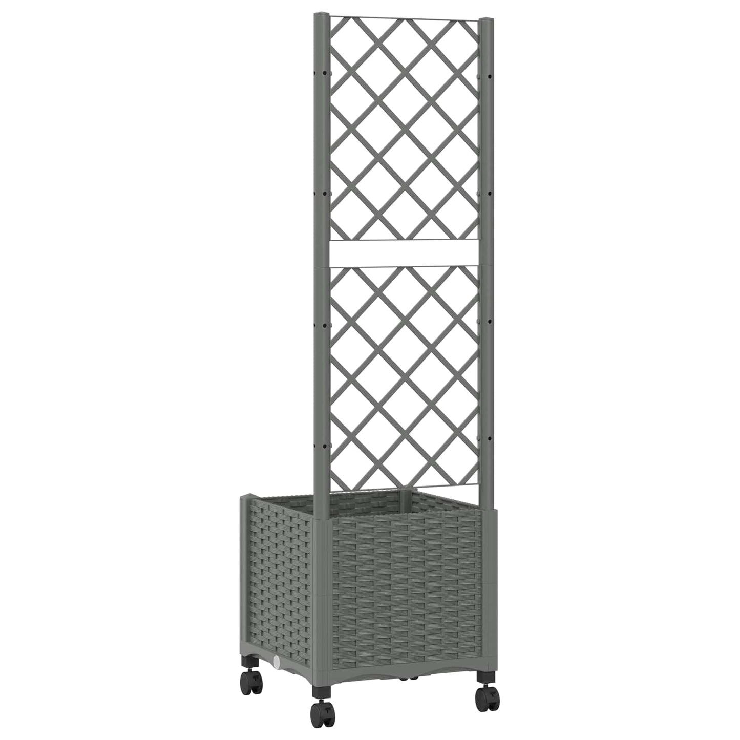 vidaXL Garden Planter with Trellis&Wheels Light Grey 40 x 40 x 146 cm 5