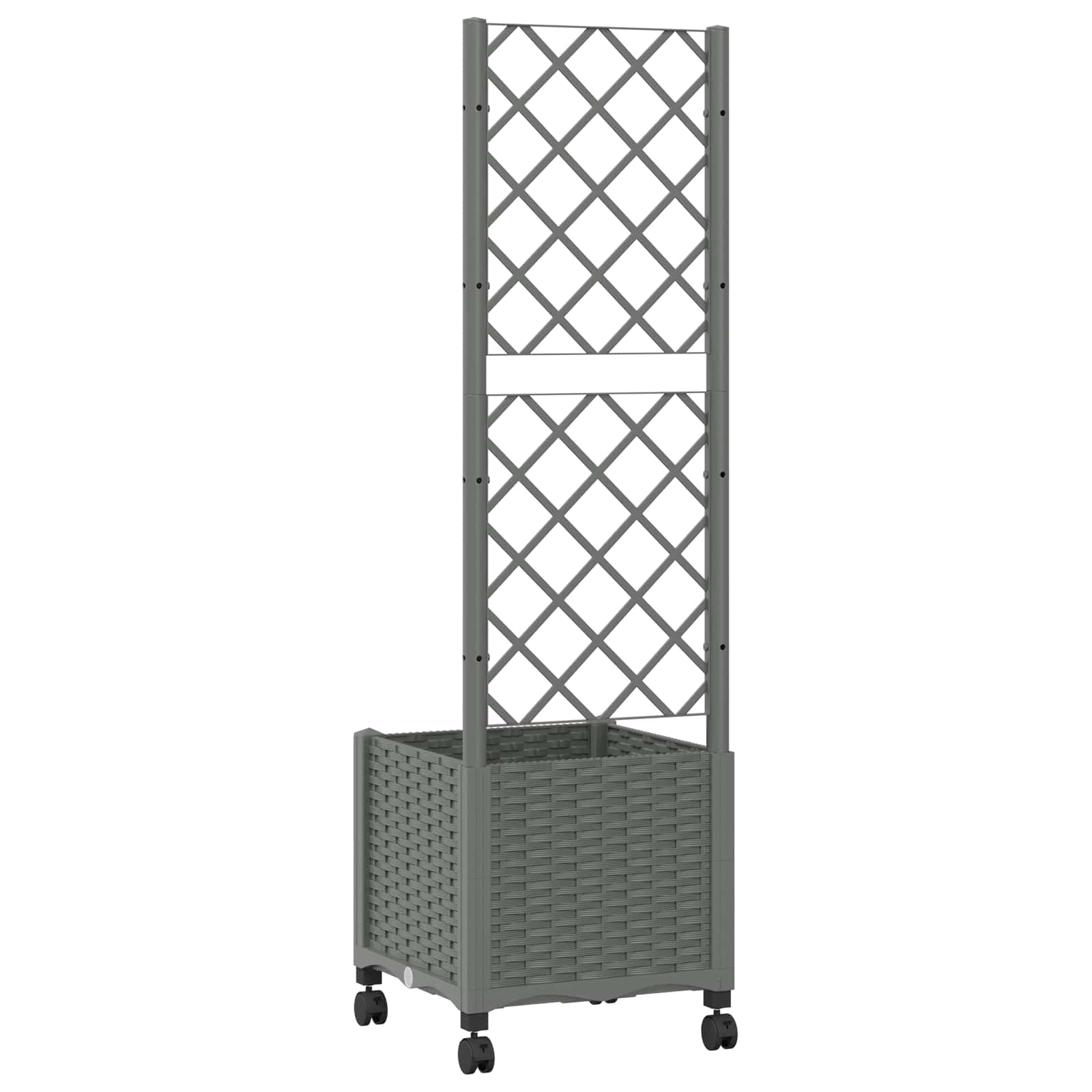 vidaXL Garden Planter with Trellis&Wheels Light Grey 40 x 40 x 146 cm 5