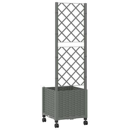 vidaXL Garden Planter with Trellis&Wheels Light Grey 40 x 40 x 146 cm 5