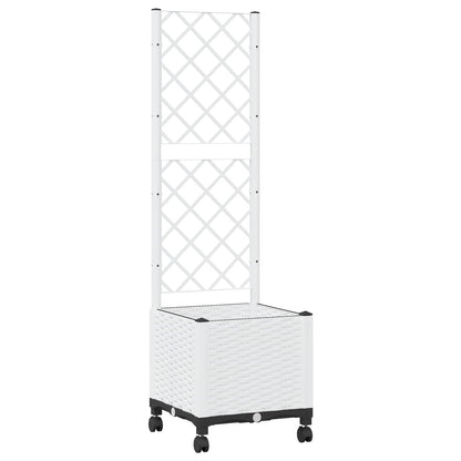 vidaXL Garden Planter with Trellis&Wheels White 40 x 40 x 146 cm PP 2