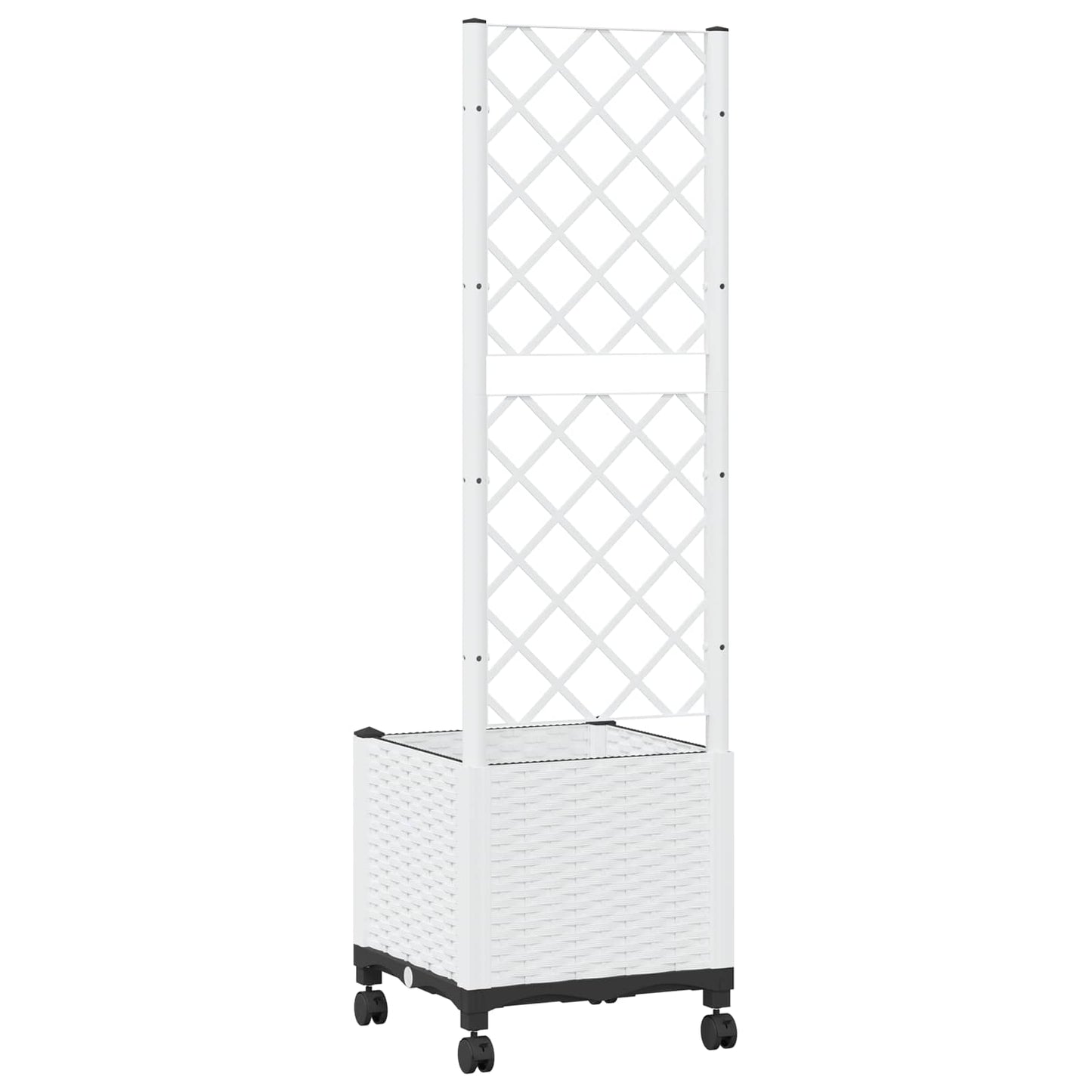 vidaXL Garden Planter with Trellis&Wheels White 40 x 40 x 146 cm PP 5
