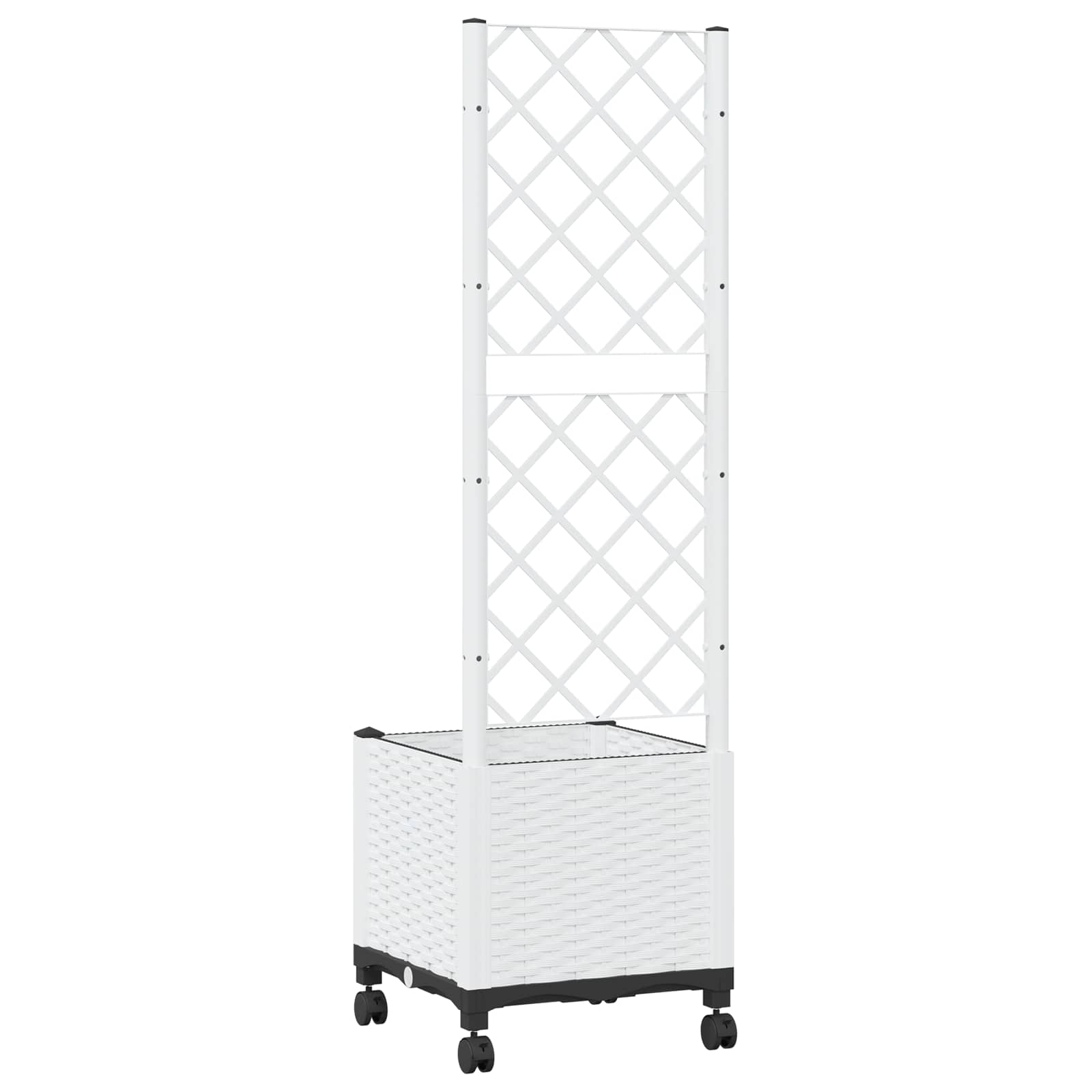 vidaXL Garden Planter with Trellis&Wheels White 40 x 40 x 146 cm PP 5