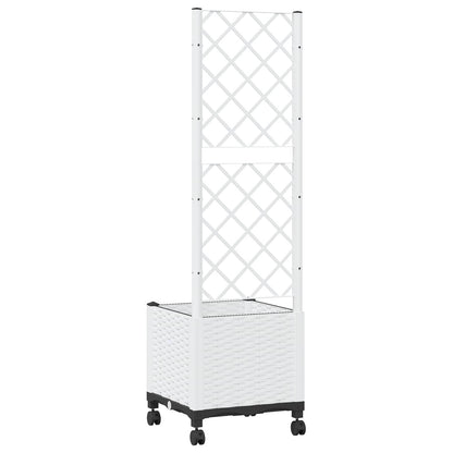 vidaXL Garden Planter with Trellis&Wheels White 40 x 40 x 146 cm PP 5