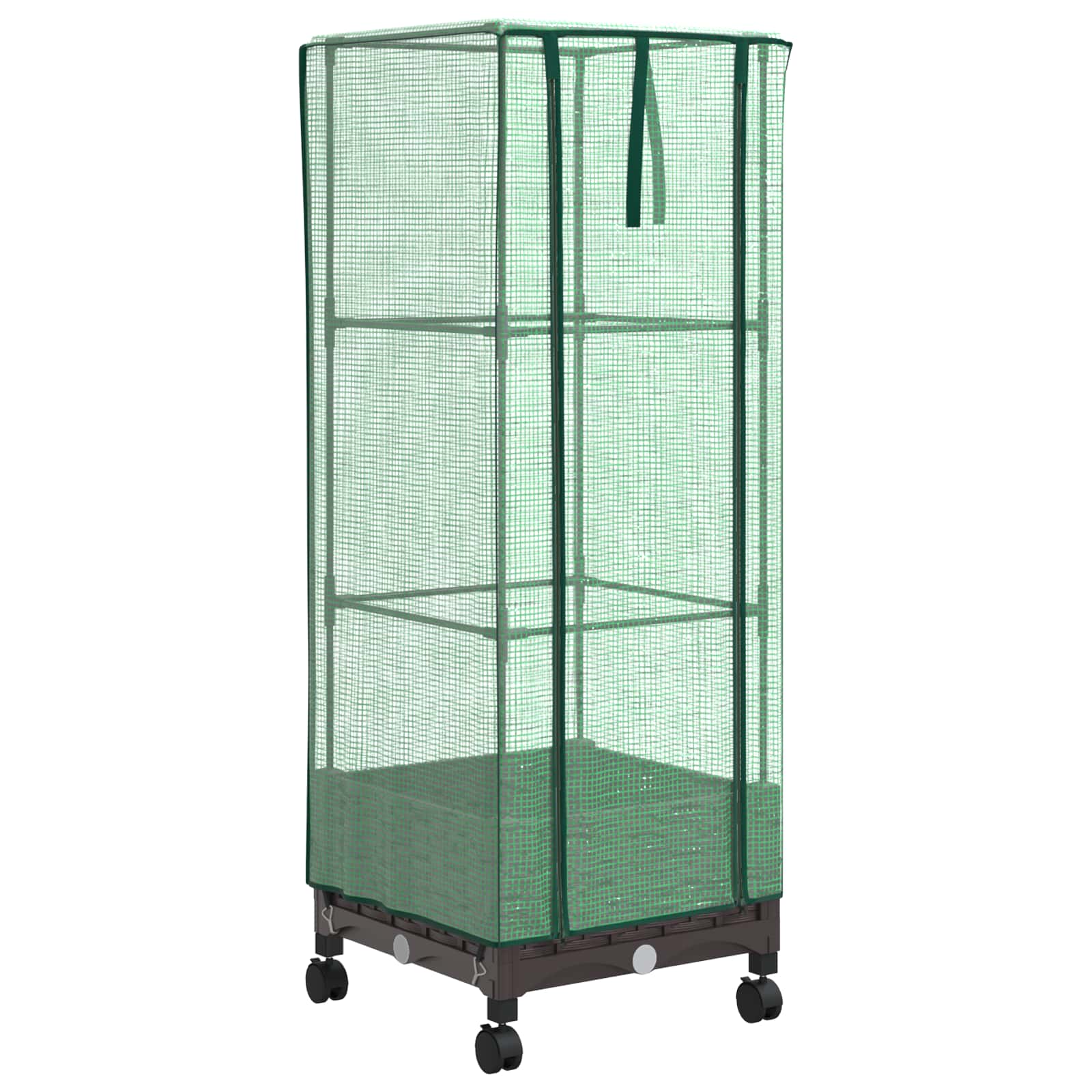 vidaXL Garden Planter with Greenhouse Cover&Wheels Brown PP 2