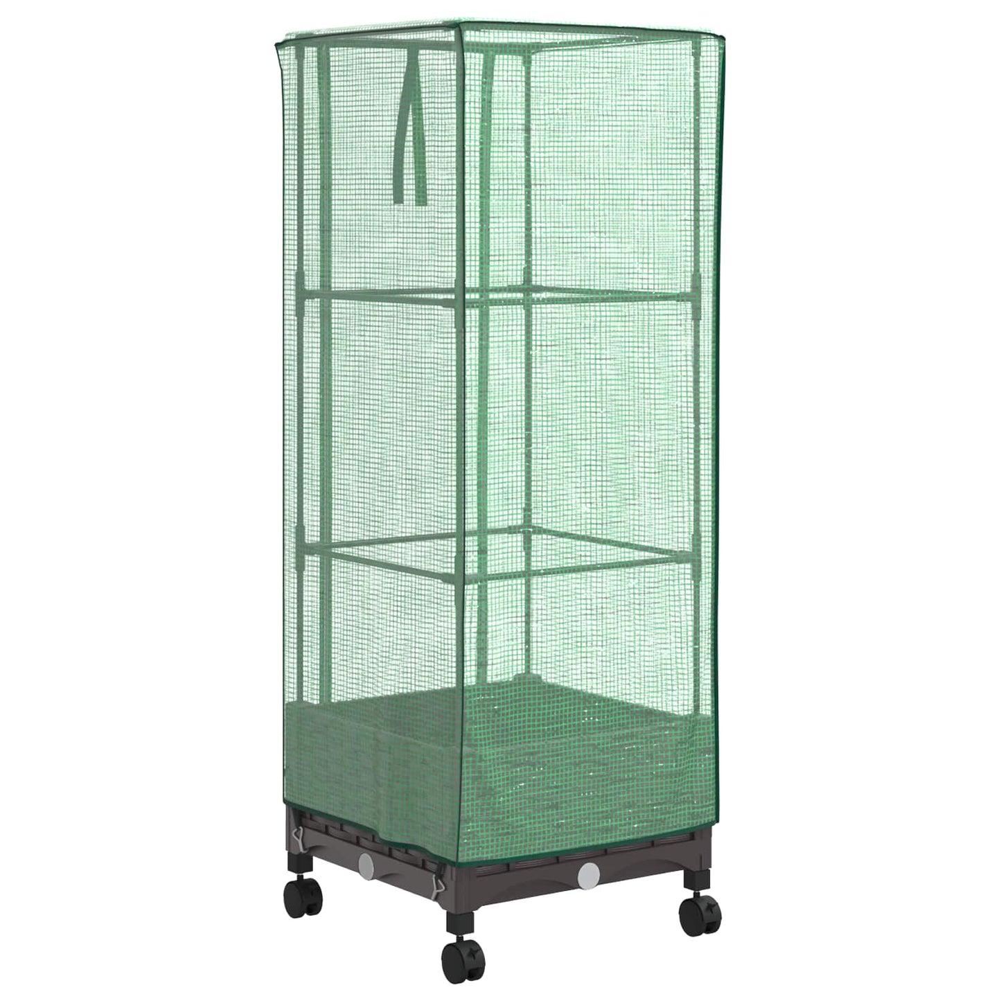 vidaXL Garden Planter with Greenhouse Cover&Wheels Brown PP 4