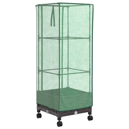 vidaXL Garden Planter with Greenhouse Cover&Wheels Brown PP 4
