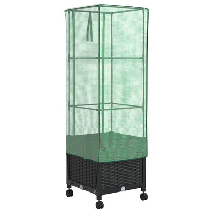 vidaXL Garden Planter with Greenhouse Cover&Wheels Black PP 4