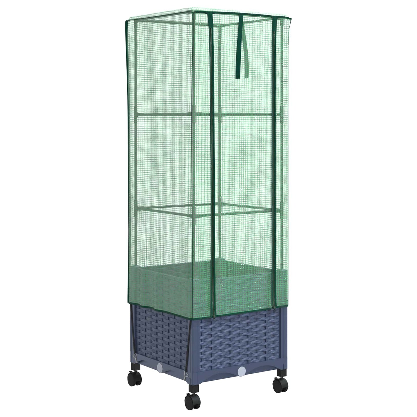 vidaXL Garden Planter with Greenhouse Cover&Wheels Blue Grey PP 2