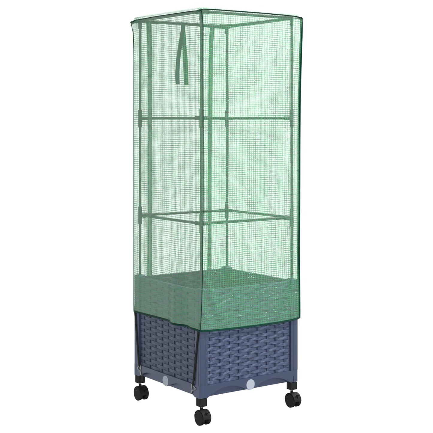 vidaXL Garden Planter with Greenhouse Cover&Wheels Blue Grey PP 4