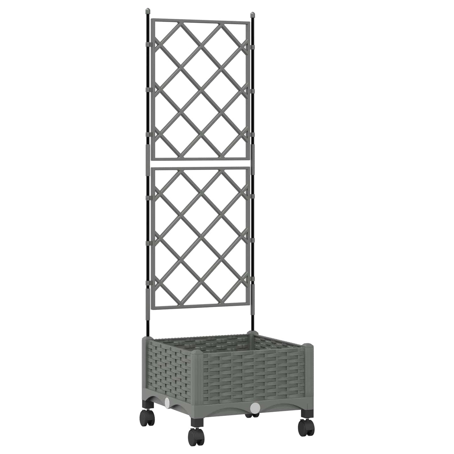 vidaXL Garden Planter with Trellis&Wheels Light Grey PP 2
