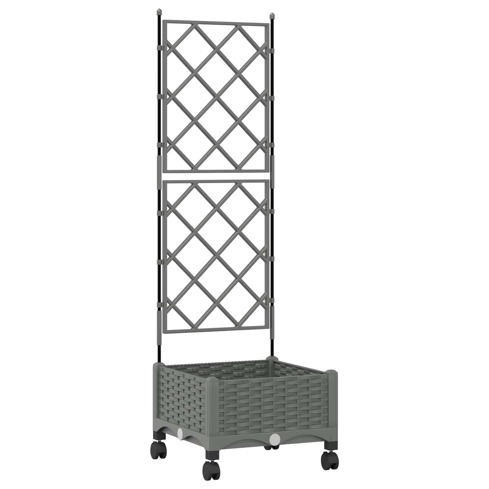 vidaXL Garden Planter with Trellis&Wheels Light Grey PP 2
