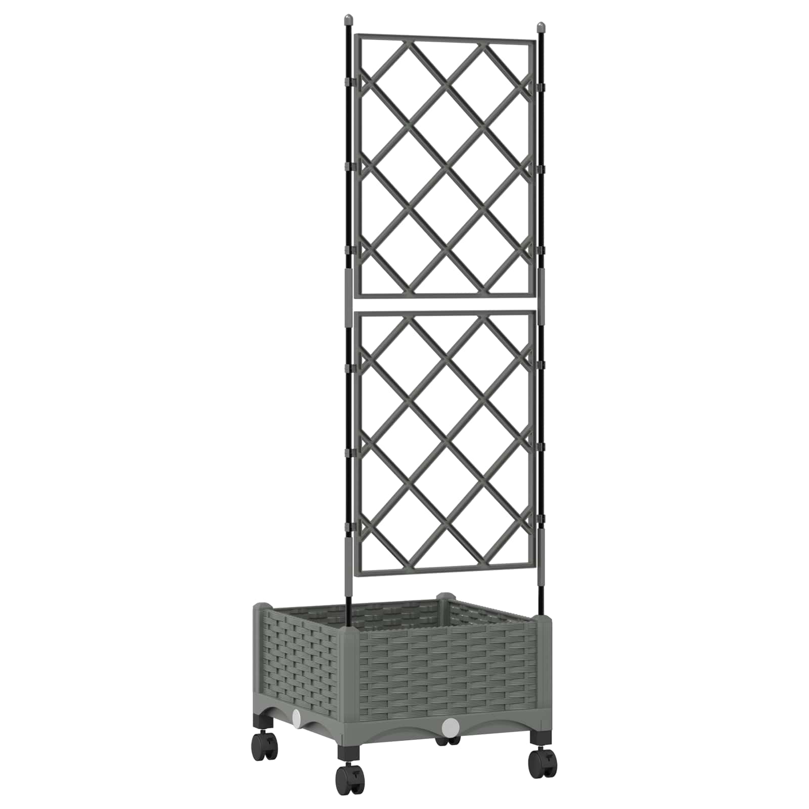 vidaXL Garden Planter with Trellis&Wheels Light Grey PP 4
