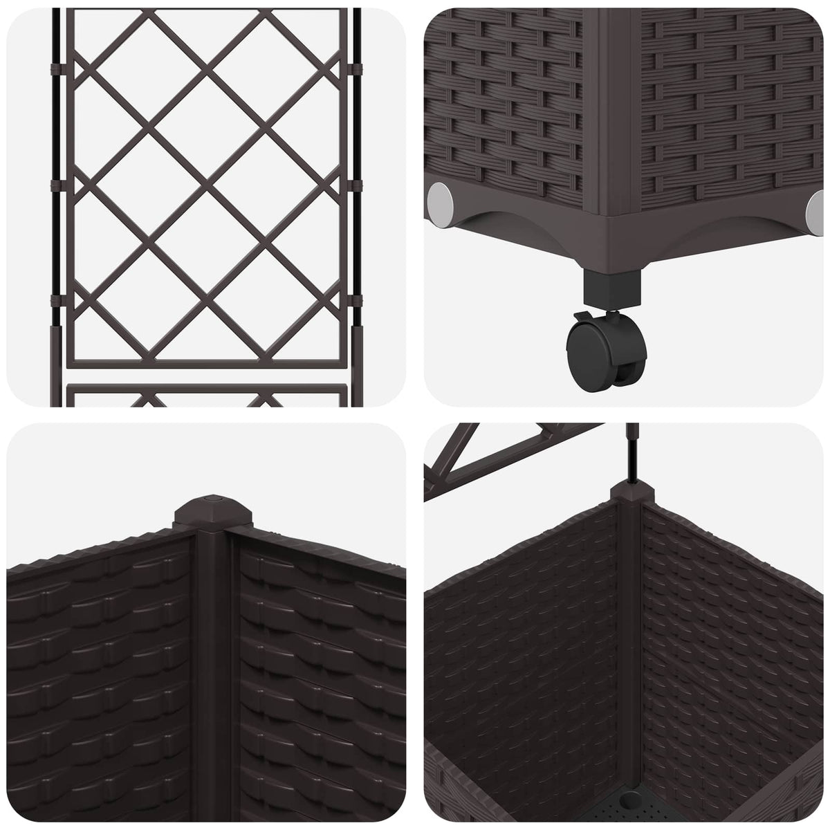 vidaXL Garden Planter with Trellis&Wheels Brown 40 x 40 x 149 cm PP 5