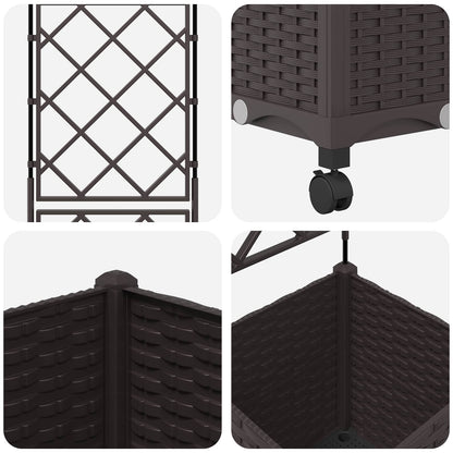 vidaXL Garden Planter with Trellis&Wheels Brown 40 x 40 x 149 cm PP 5