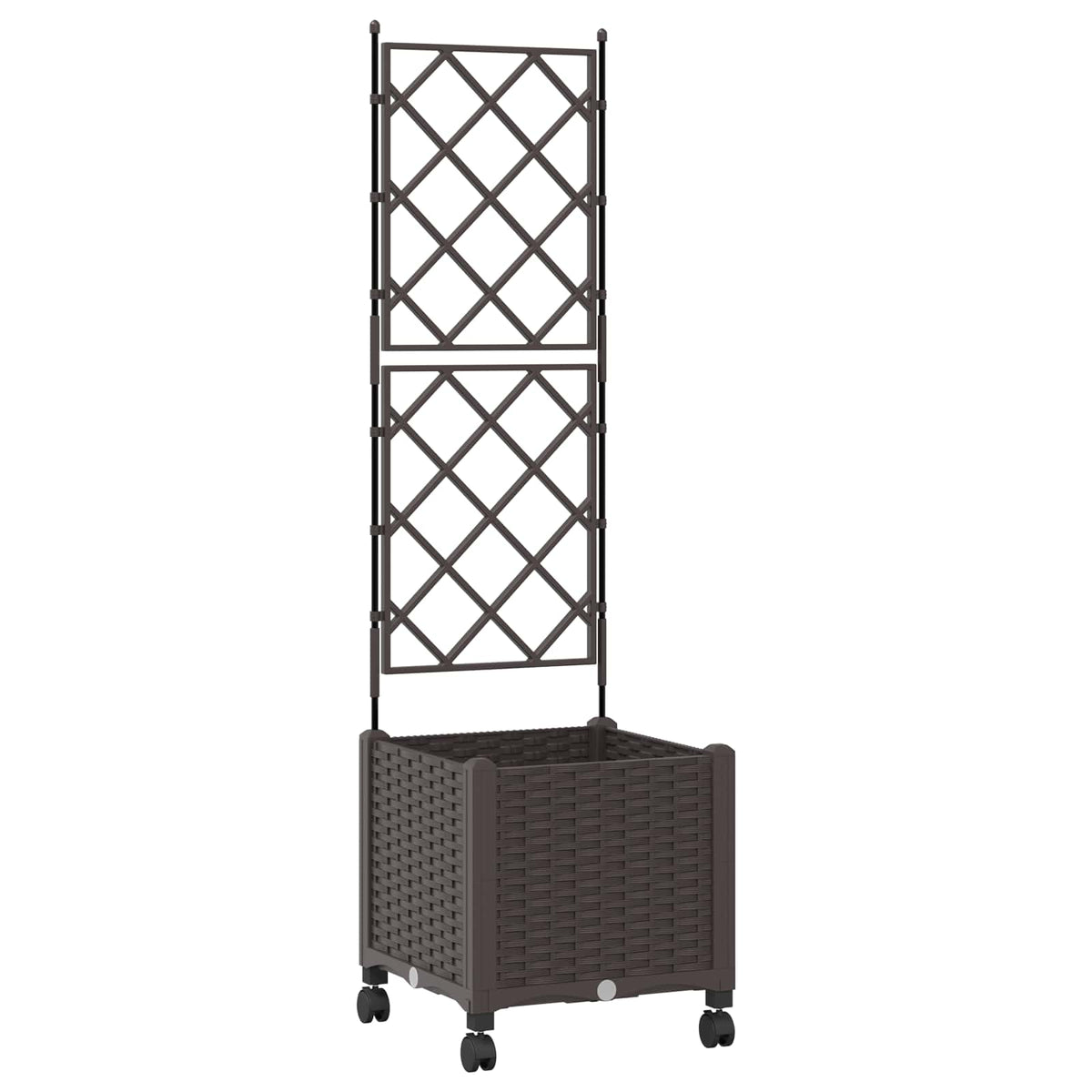 vidaXL Garden Planter with Trellis&Wheels Brown 40 x 40 x 149 cm PP 2