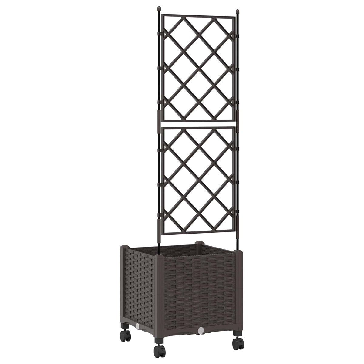 vidaXL Garden Planter with Trellis&Wheels Brown 40 x 40 x 149 cm PP 4