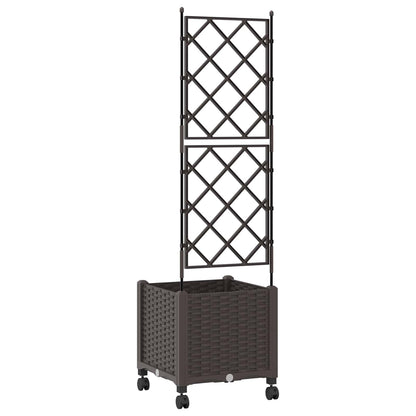 vidaXL Garden Planter with Trellis&Wheels Brown 40 x 40 x 149 cm PP 4